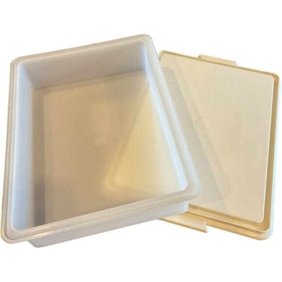 Tupperware Rectangle Cake Carrier With Handle Yellow & White Plastic - Picture 7 of 9